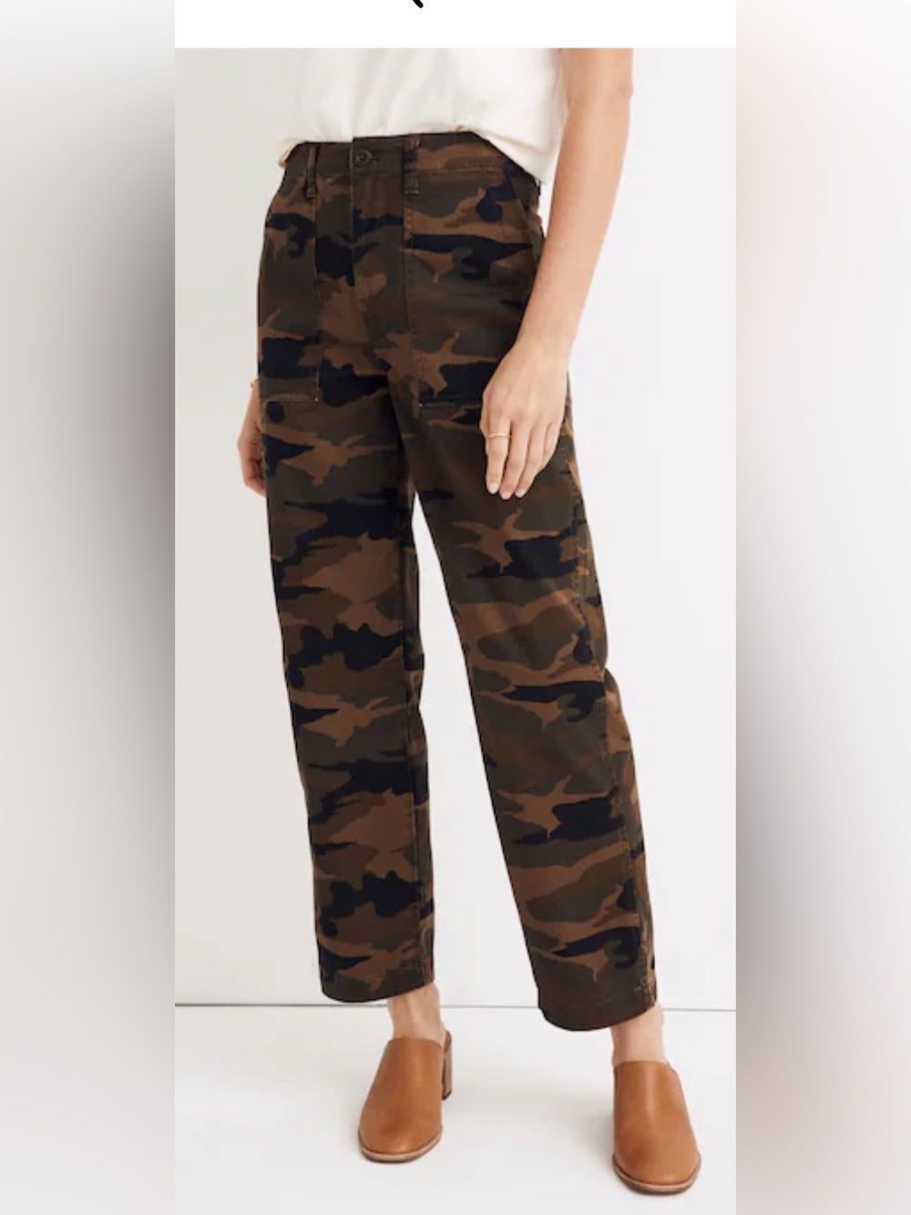 Madewell Griff Fatigue Pants brown camo print, patch pockets Utility pants